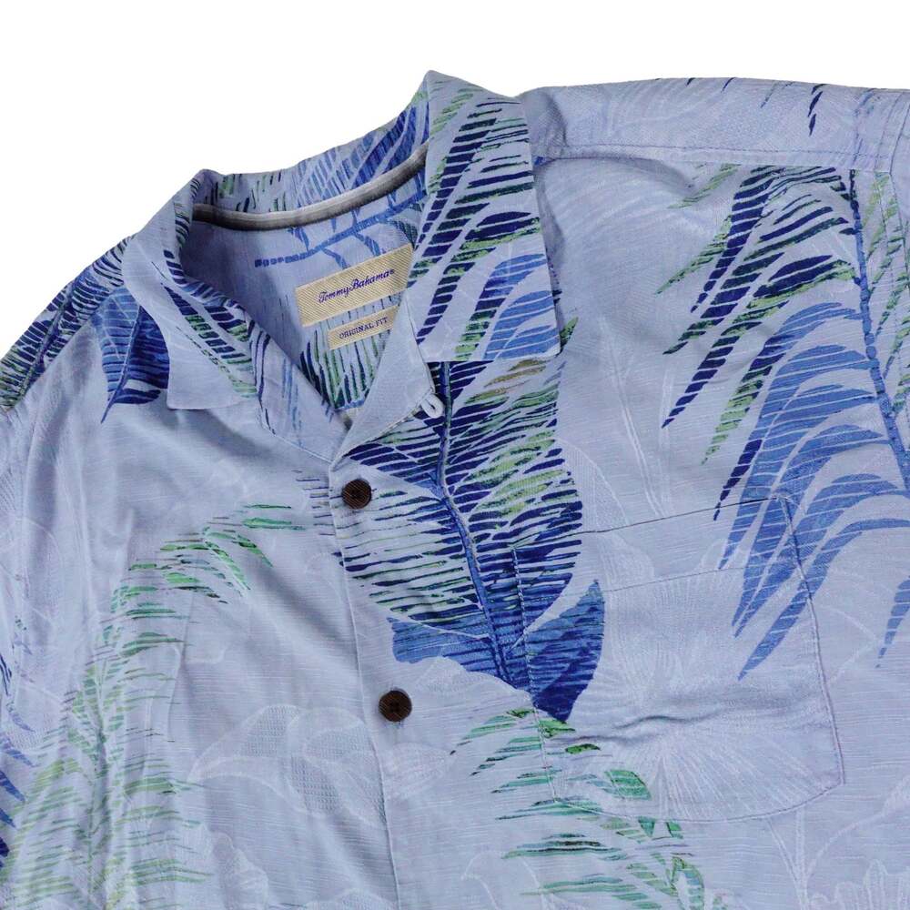 Tommy Bahama Silk Floral Leaf Hawaiian Button Up Camp Shirt Mens Large